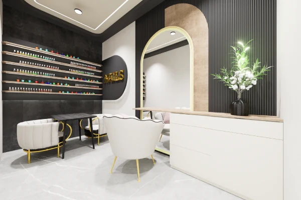 the glam luxe salon interiors by g cube studios