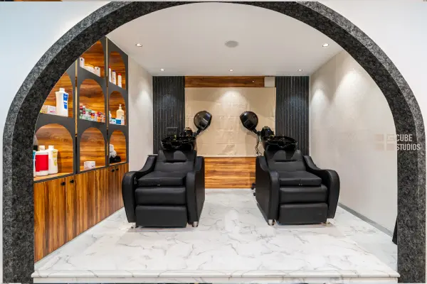 the glam luxe salon interiors by g cube studios